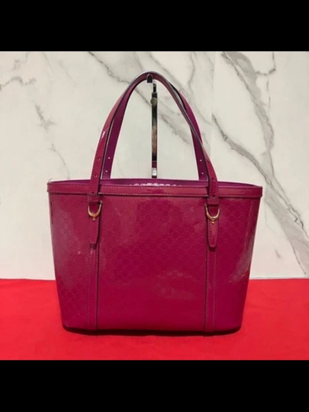 Gucci Patent Leather Tote in Fuchsia Pink
